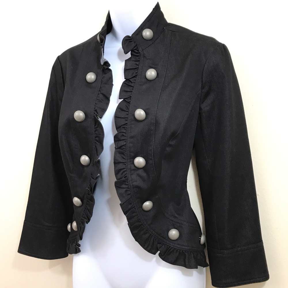 Black Denim Military Band Style Blazer Uniform JPR